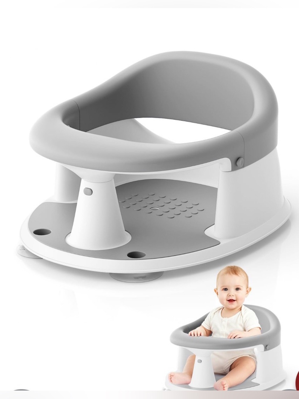 Baby Support Seat in Light Gray and White